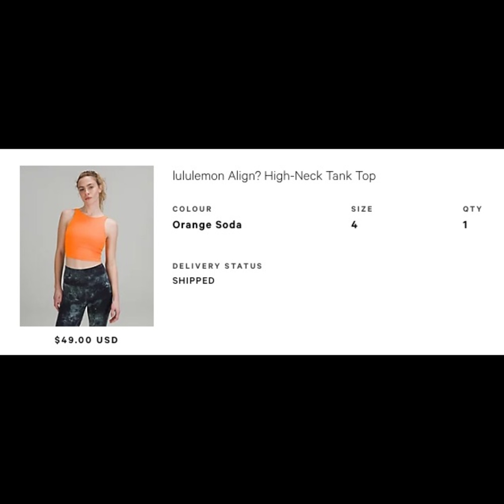 Lululemon Align High Neck Tank Top in color ORANGE SODA🧡🧡🧘‍♀️ size 4